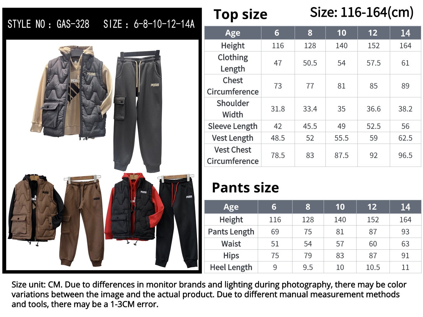 Custom Vest and Sweatshirt Wholesale Supplier size