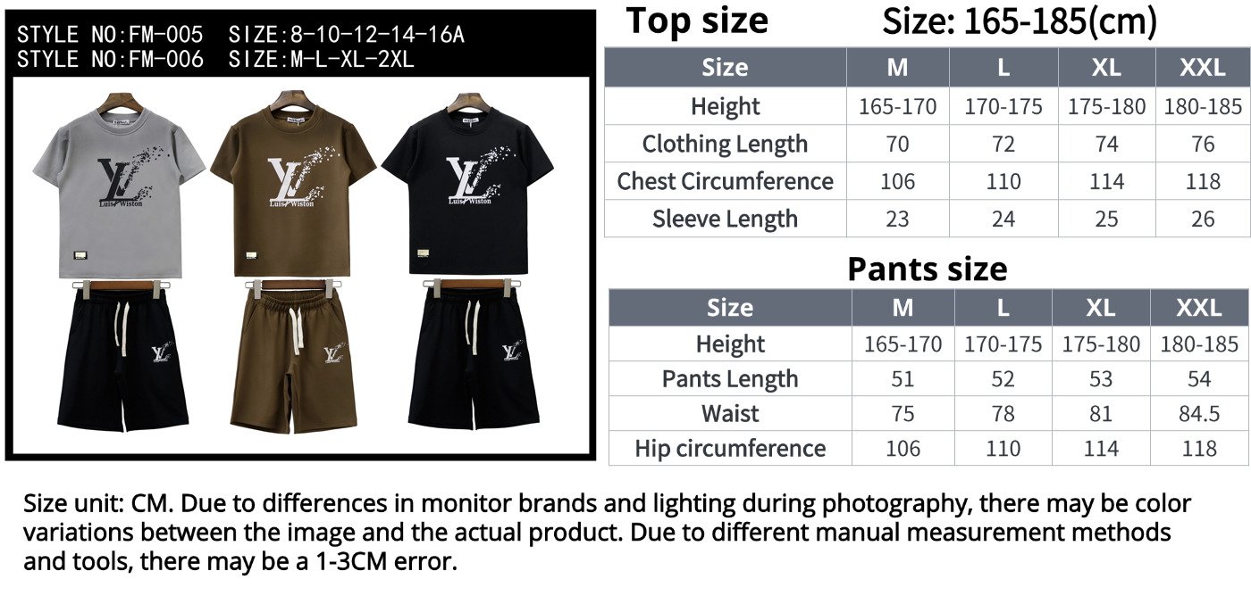 Wholesale Men Set Custom T Shirt size