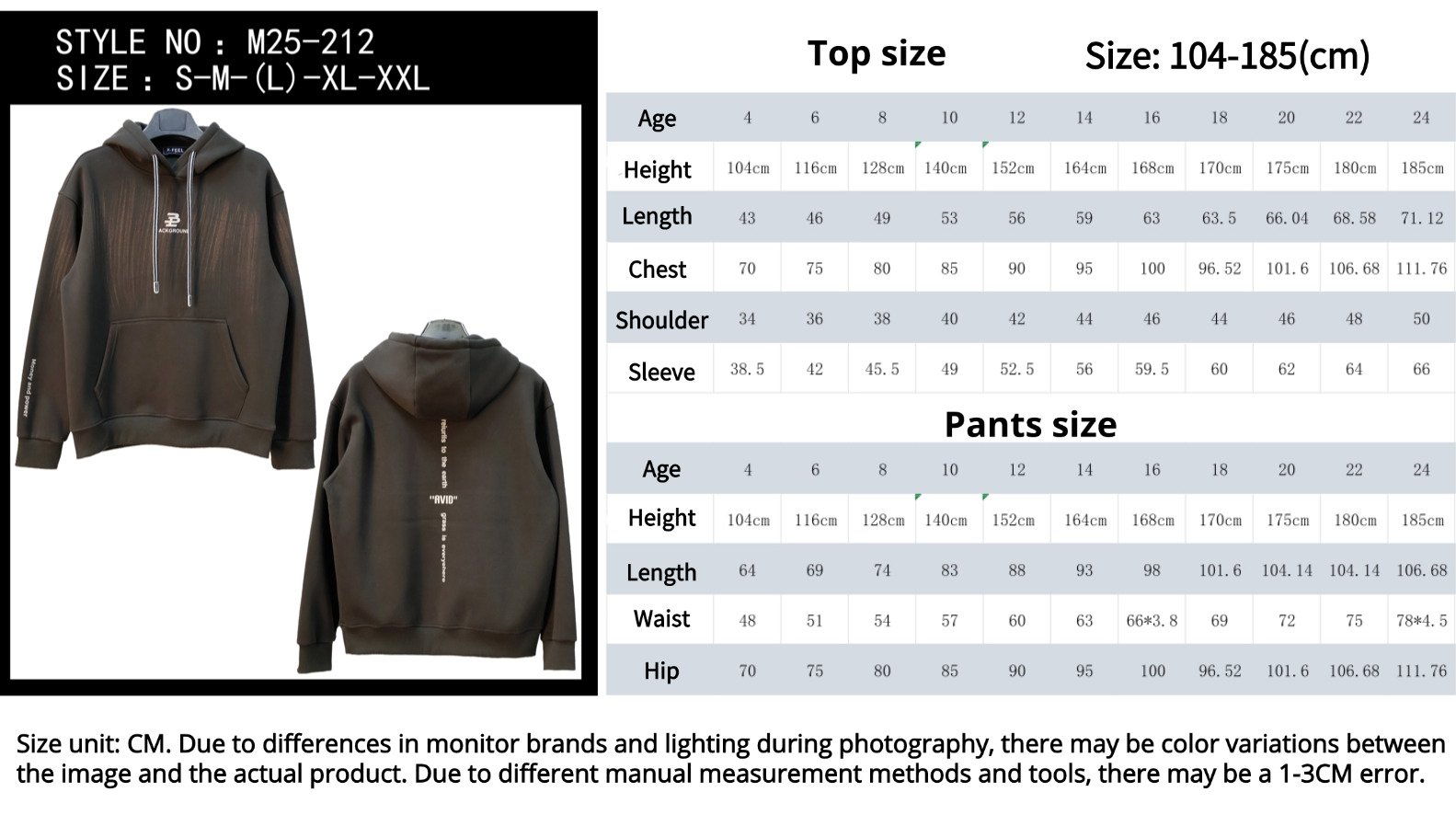 Wholesale Men Hoodie Custom Hoodie Supplier M25-212 size