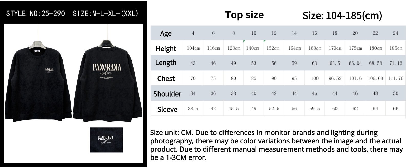 Luxury Hoodie Manufacturer size