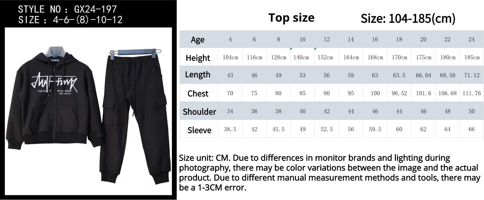 Custom Kids Wholesale Sweatshirt Manufacturers size